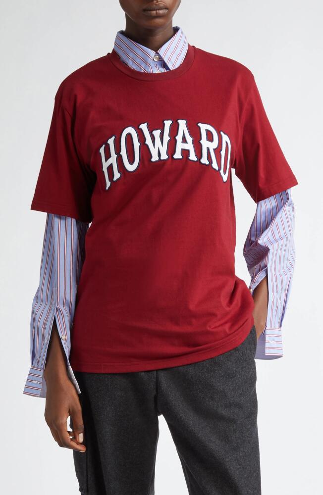 Wales Bonner Howard Embroidered Cotton Graphic T-Shirt in Maroon Cover