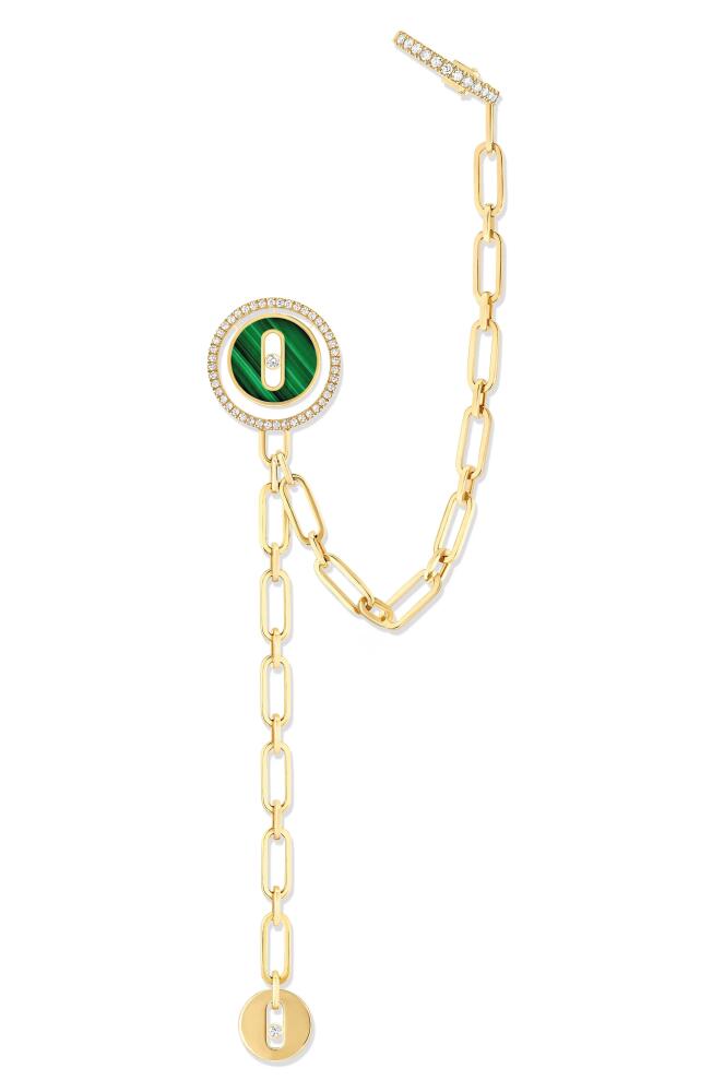 Messika Lucky Move Malachite Chain Linked Stud & Cuff Single Earring in Yellow Gold Cover