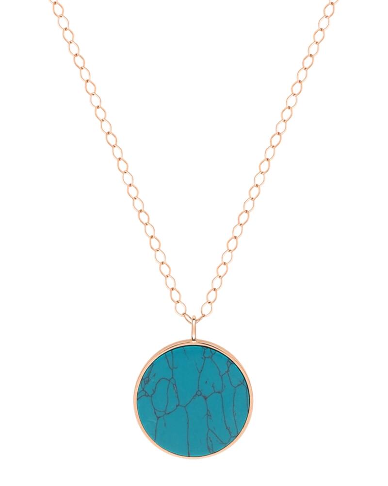 GINETTE NY 18k Rose Gold Jumbo Ever Disc Necklace in Turquoise Cover