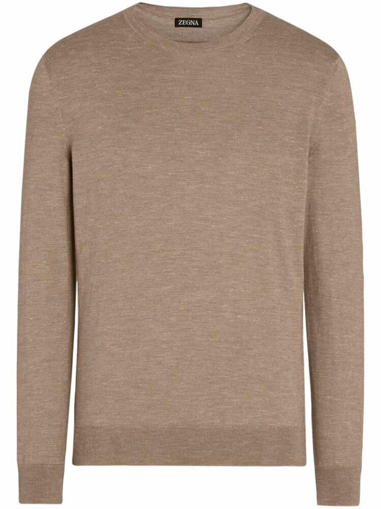 Zegna mélange-effect fine-knit jumper - Brown Cover