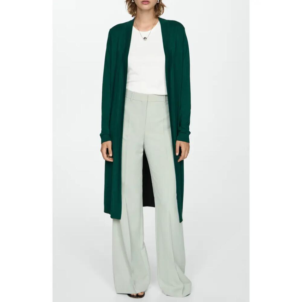 MANGO Longline Cardigan in Dark Green Cover