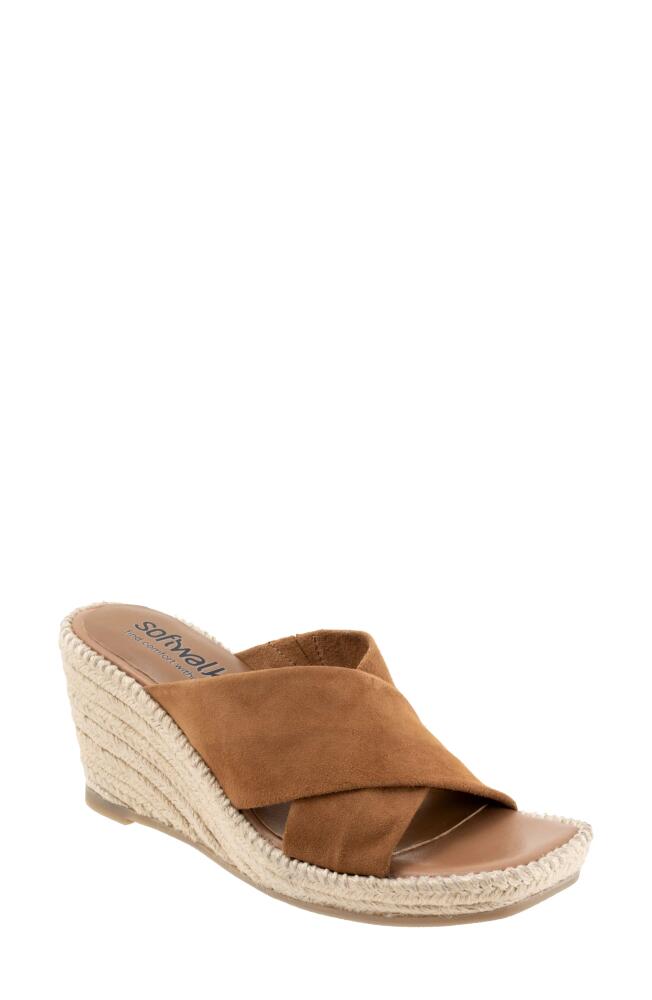 SoftWalk Hastings Espadrille Platform Wedge Slide Sandal in Tan Suede Cover