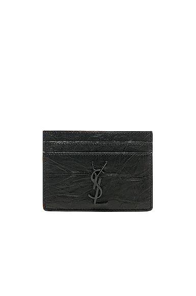 Saint Laurent Croc Embossed Cardholder in Black Cover