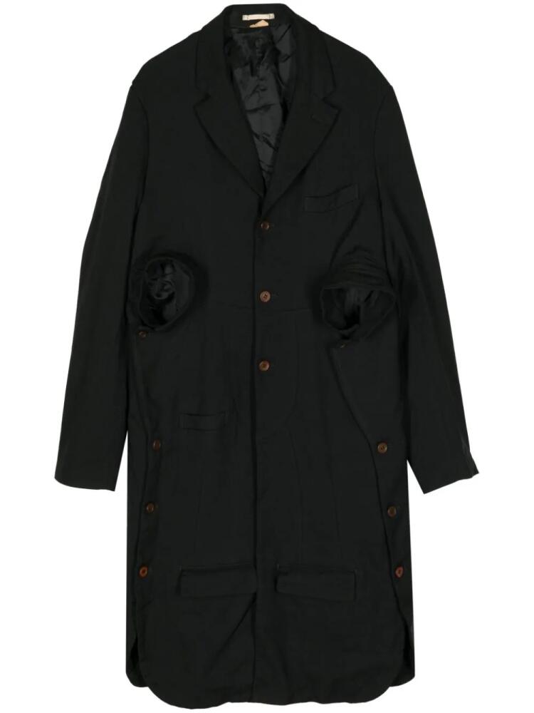 Comme des Garçons Homme Plus rose-appliqué coat - Black Cover