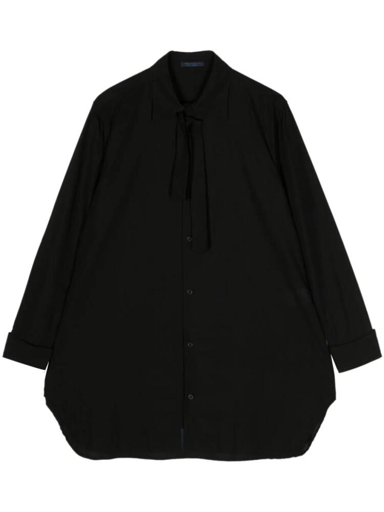 Yohji Yamamoto pussy-bow cotton shirt - Black Cover