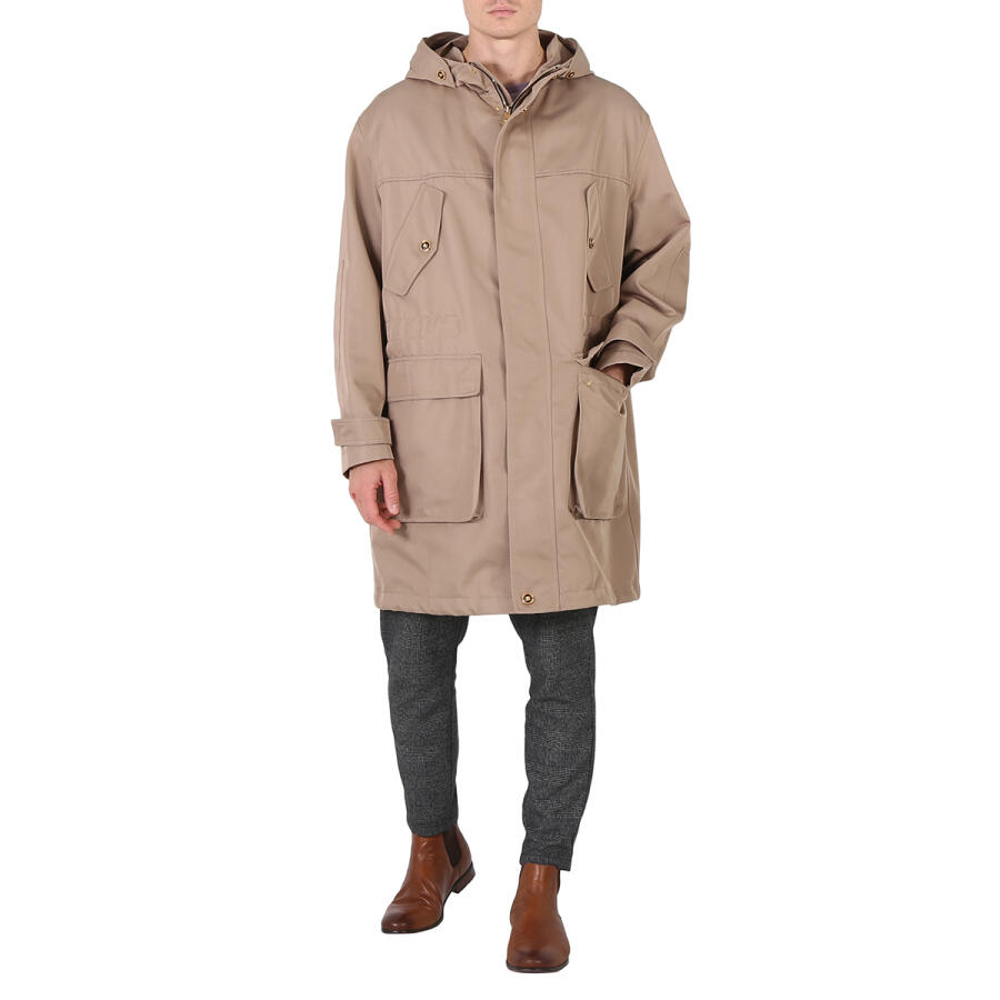 Versace Mens Beige Medusa Parka Coat Cover