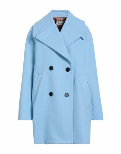 Vicolo Woman Coat Light blue Polyester Cover