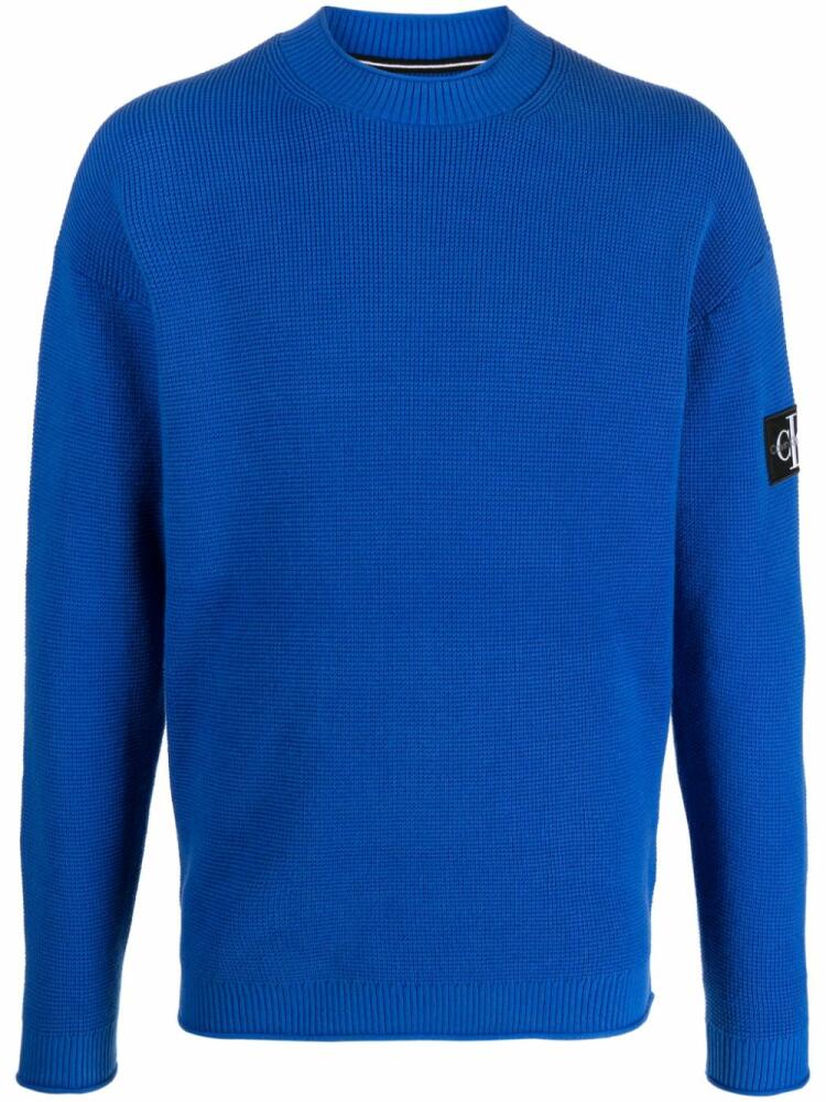 Calvin Klein logo-patch cotton jumper - Blue Cover