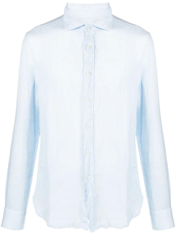 120% Lino long-sleeve linen shirt - Blue Cover