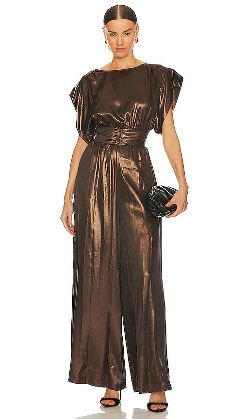 MISA Los Angeles Sophia Jumpsuit in Metallic Bronze Cover