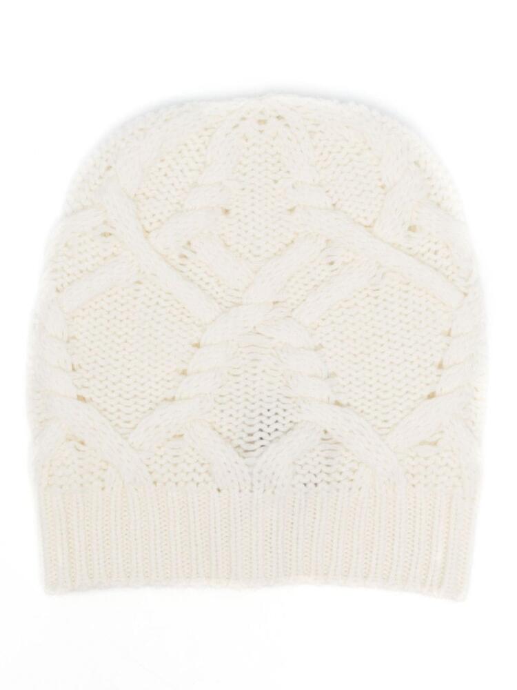 Lorena Antoniazzi cable-knit cashmere beanie - White Cover