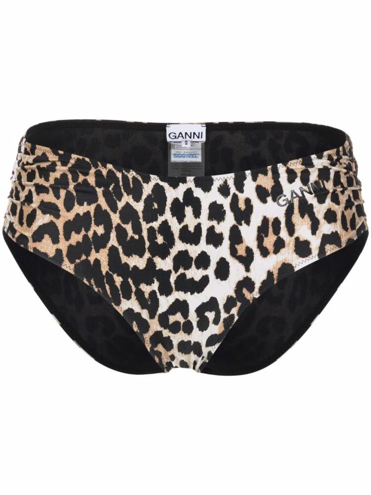 GANNI leopard-print bikini bottoms - Brown Cover