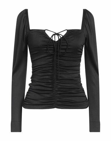 Ganni Woman Top Black Recycled polyester, Elastane Cover