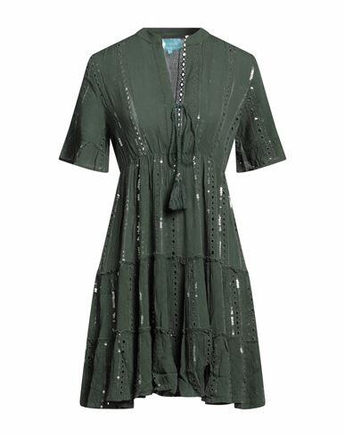 Iconique Woman Mini dress Dark green Viscose Cover