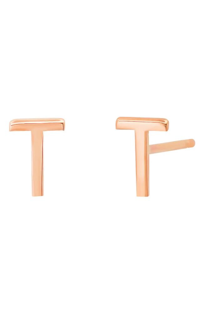 BYCHARI Large Initial Stud Earrings in 14K Rose Gold-T Cover