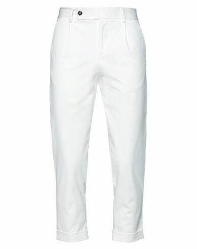 (+) People Man Pants White Cotton, Elastane Cover