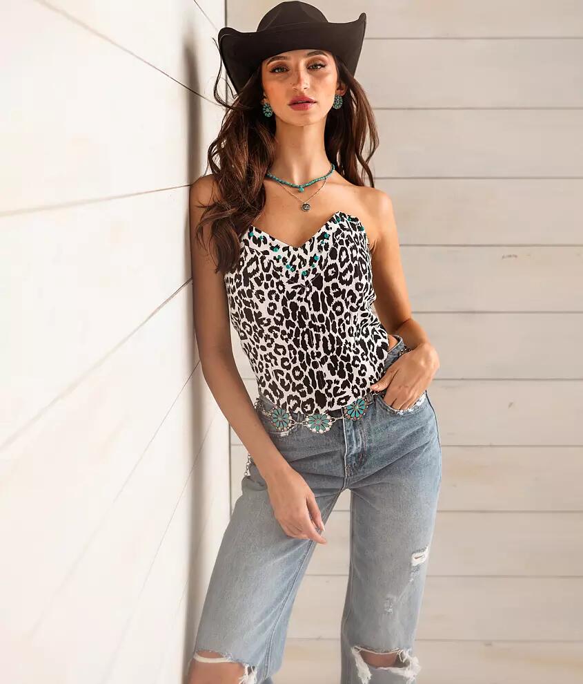 Sterling & Stitch Animal Print Corset Tube Top Cover