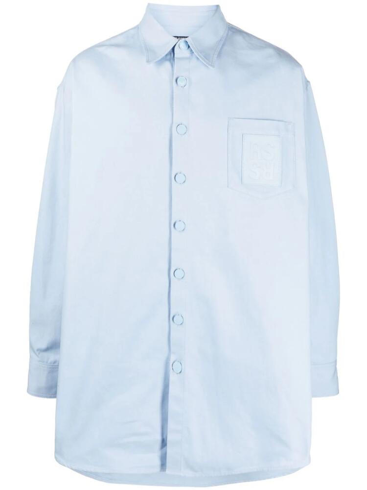 Raf Simons logo-patch long-sleeve shirt - Blue Cover