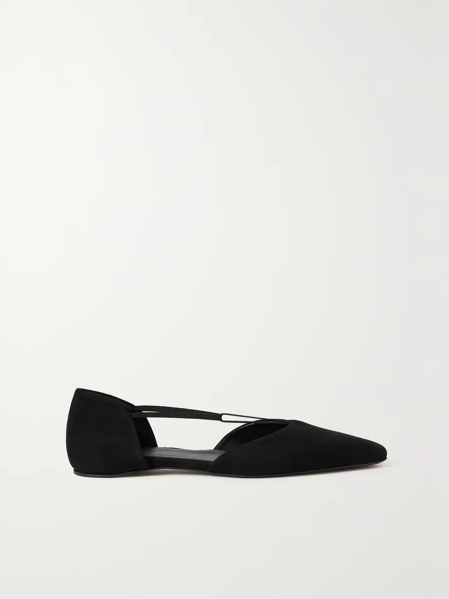 TOTEME - The T-strap Faille Point-toe Flats - Black Cover