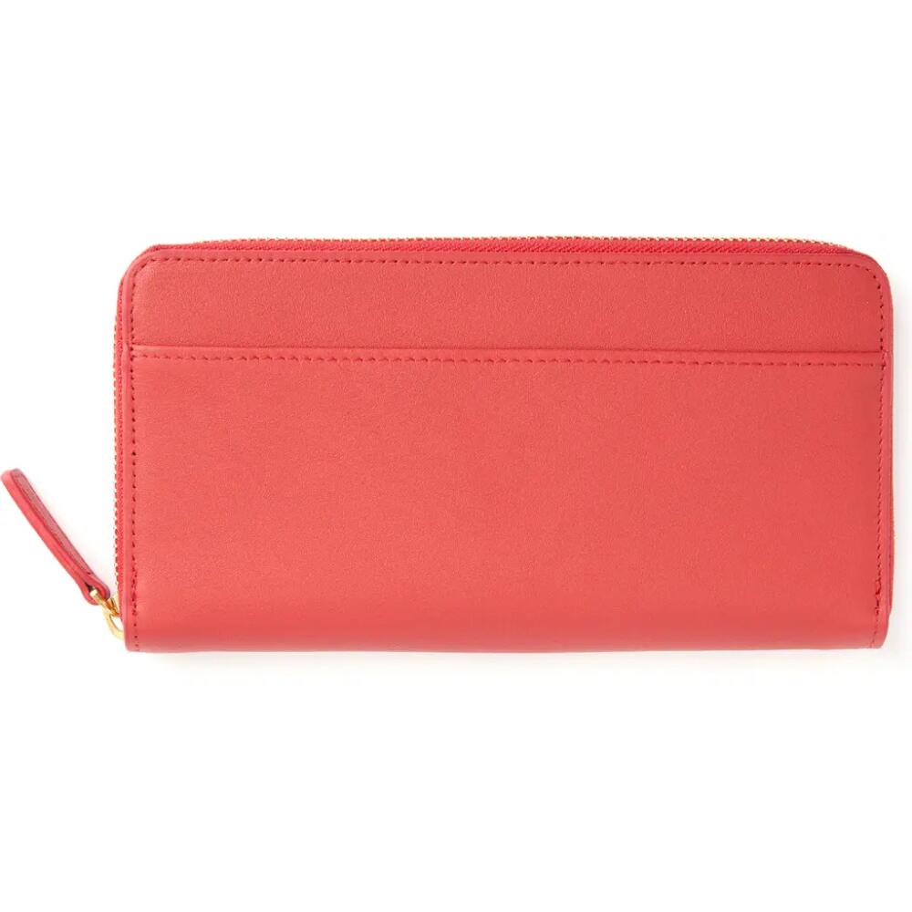 ROYCE New York Continental RFID Leather Zip Wallet in Red Cover