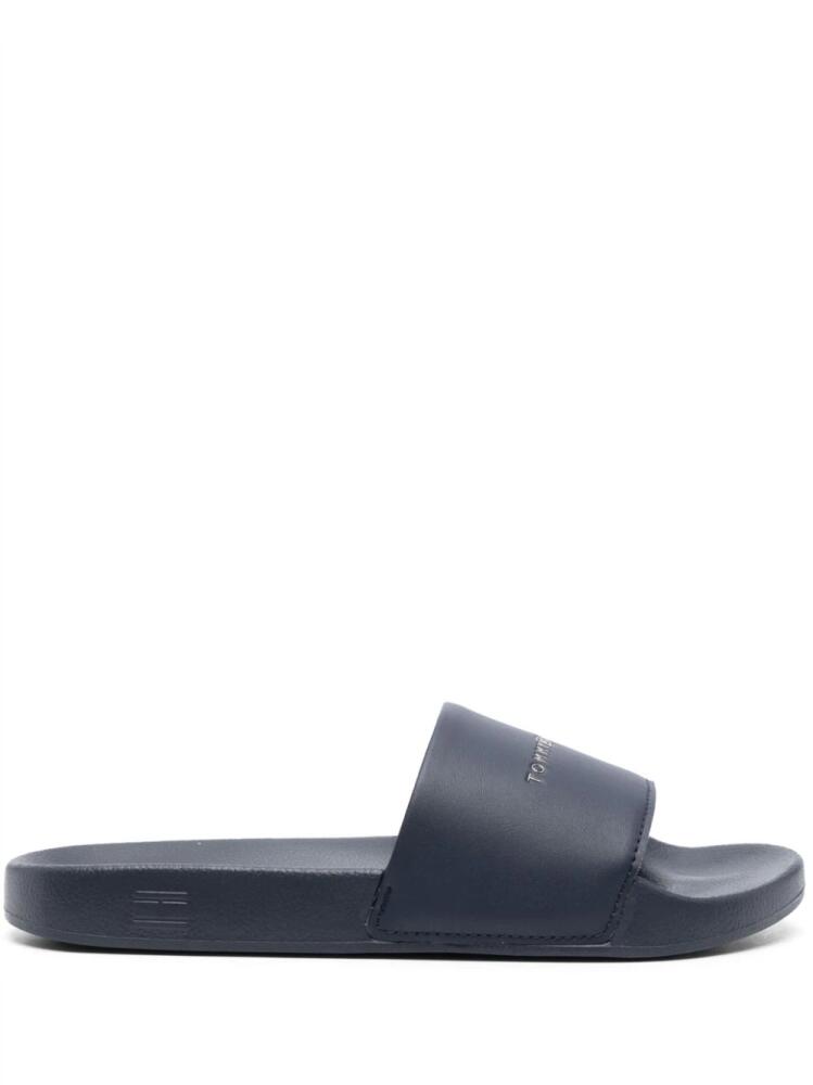 Tommy Hilfiger logo-debossed open-toe slides - Blue Cover