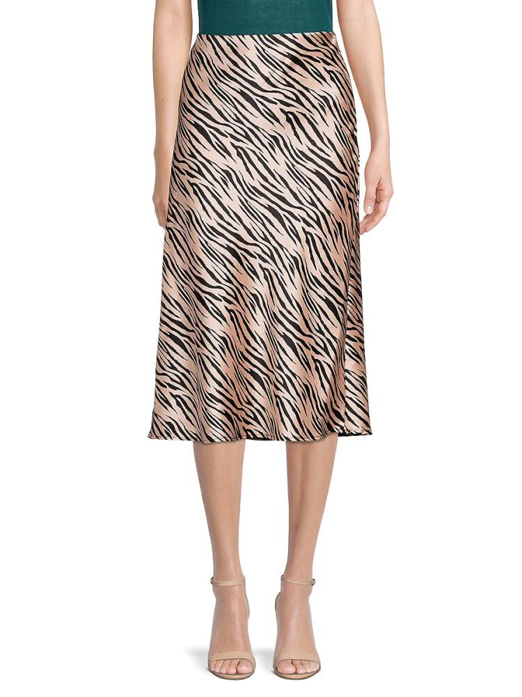 Renee C. Women's Zebra Print Midi Skirt - Taupe Cover