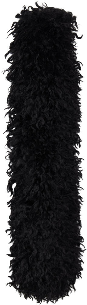 Anna Sui Black Faux Curly Lamb Fur Long Scarf Cover