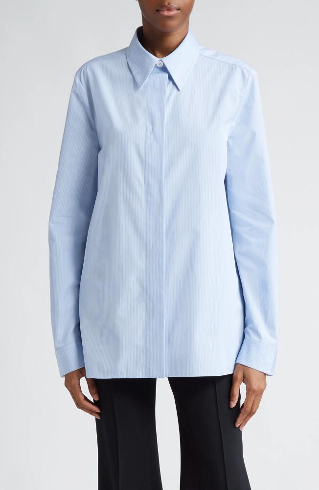 Jil Sander Monday Slim Fit Stripe Cotton Poplin Button-Up Shirt in 494-Sunny Sky Cover