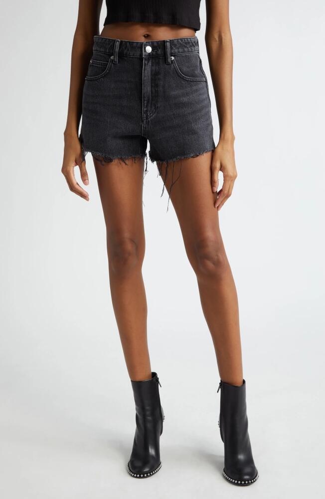 Alexander Wang Bit High Waist Cutoff Denim Shorts in Grey Aged Cover