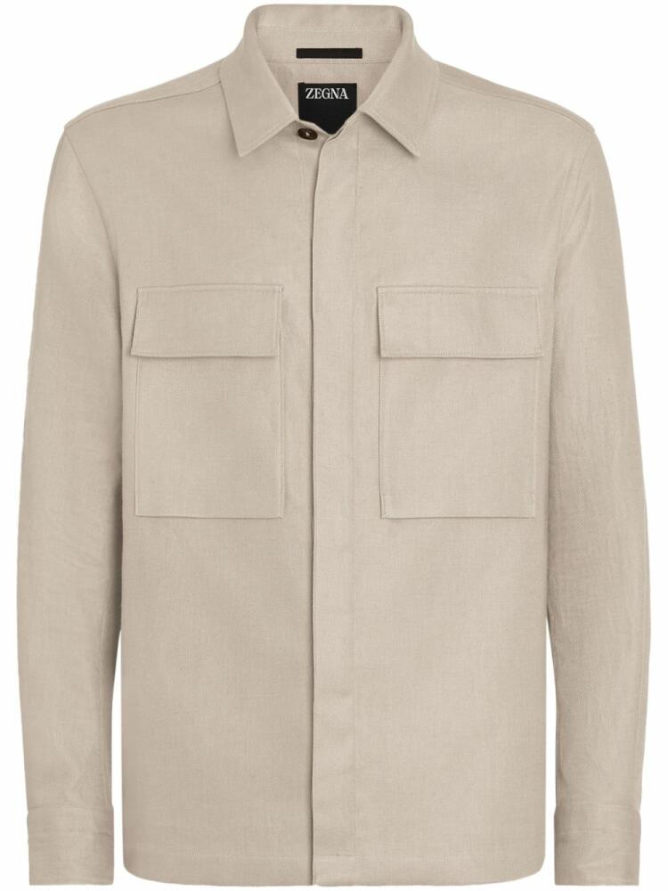 Zegna chest-pockets linen shirt - Neutrals Cover