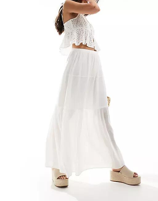 Stradivarius STR maxi skirt in white Cover