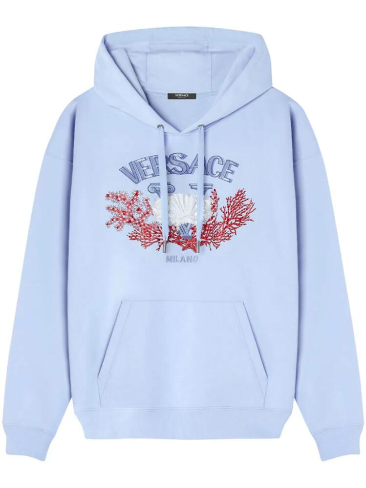 Versace University Coral embroidered hoodie - Blue Cover