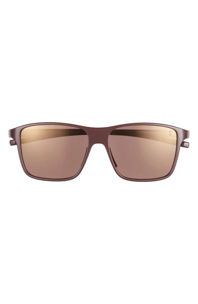 TAG Heuer Boldie 57mm Rectangular Sport Sunglasses in Matte Bordeaux /Brown Polar Cover