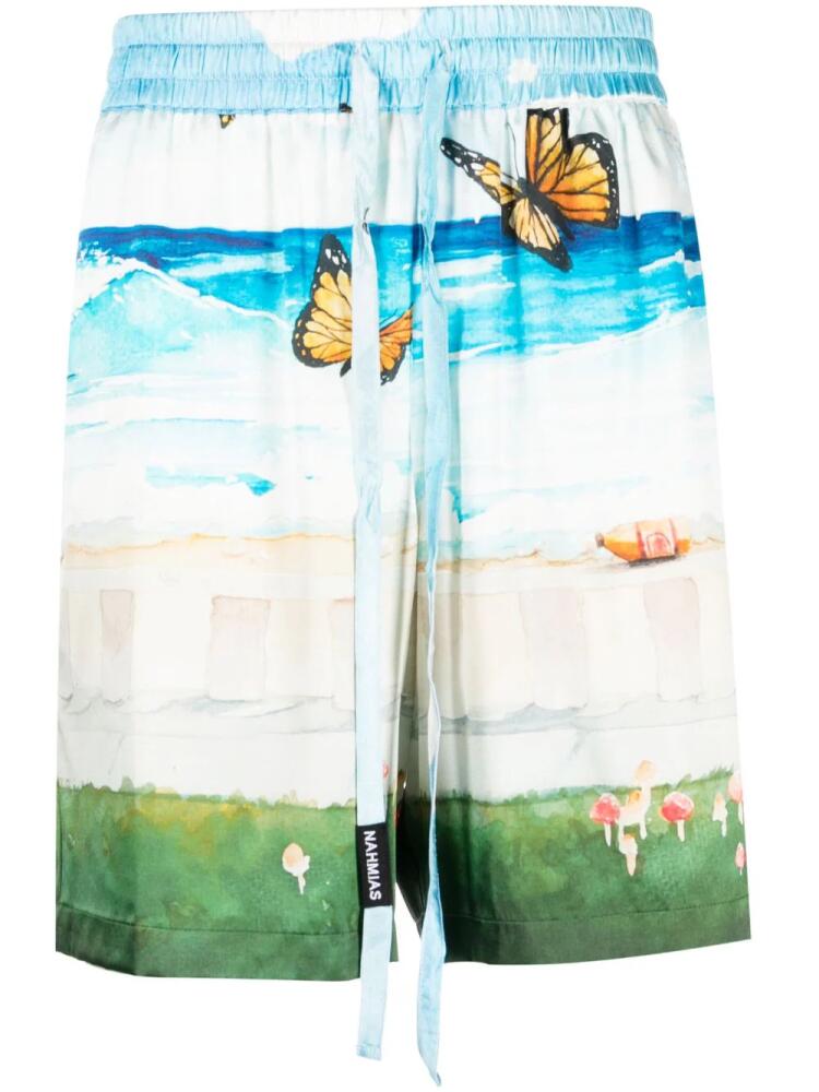 Nahmias Butterfly Beach Silk Shorts - Blue Cover