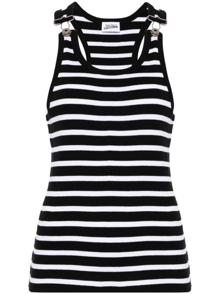 Jean Paul Gaultier striped cotton tank top - Black Cover