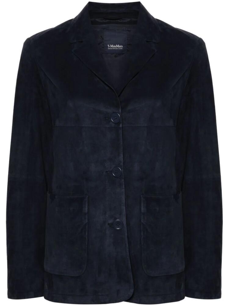 'S Max Mara notched-lapels suede jacket - Blue Cover