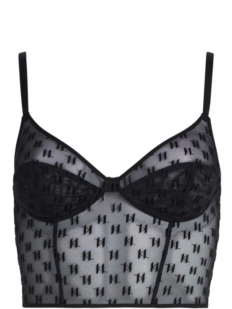 Karl Lagerfeld monogram-flocked bustier bra - Black Cover