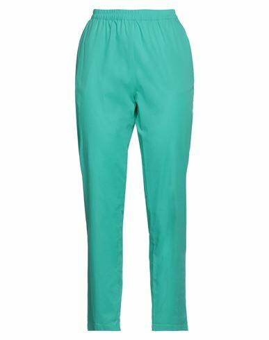 Niū Woman Pants Emerald green Cotton, Elastane Cover