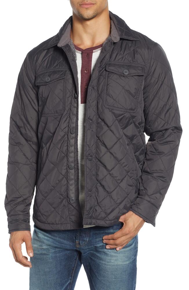 The Normal Brand Quilted Faux Shearling Lined Shacket in Charcoal Cover