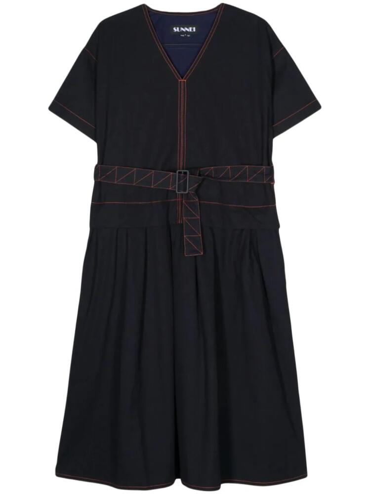 Sunnei contrast-stitching midi dress - Blue Cover