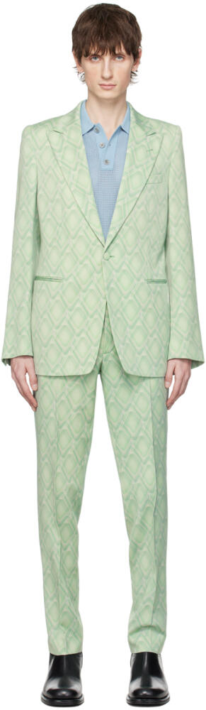 Dries Van Noten Green Slim Fit Suit Cover