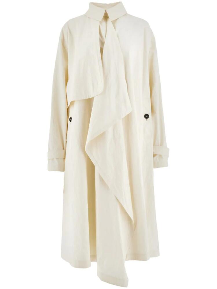 Ferragamo asymmetric linen trench coat - White Cover