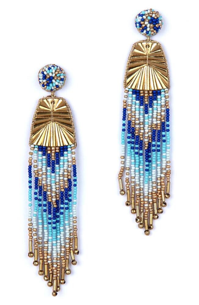 Deepa Gurnani Melba Bead Fringe Drop Earrings in Blue Cover