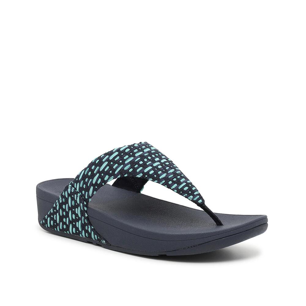 FitFlop Lulu GeoWebbing Wedge Sandal | Women's | Navy/Aqua Cover