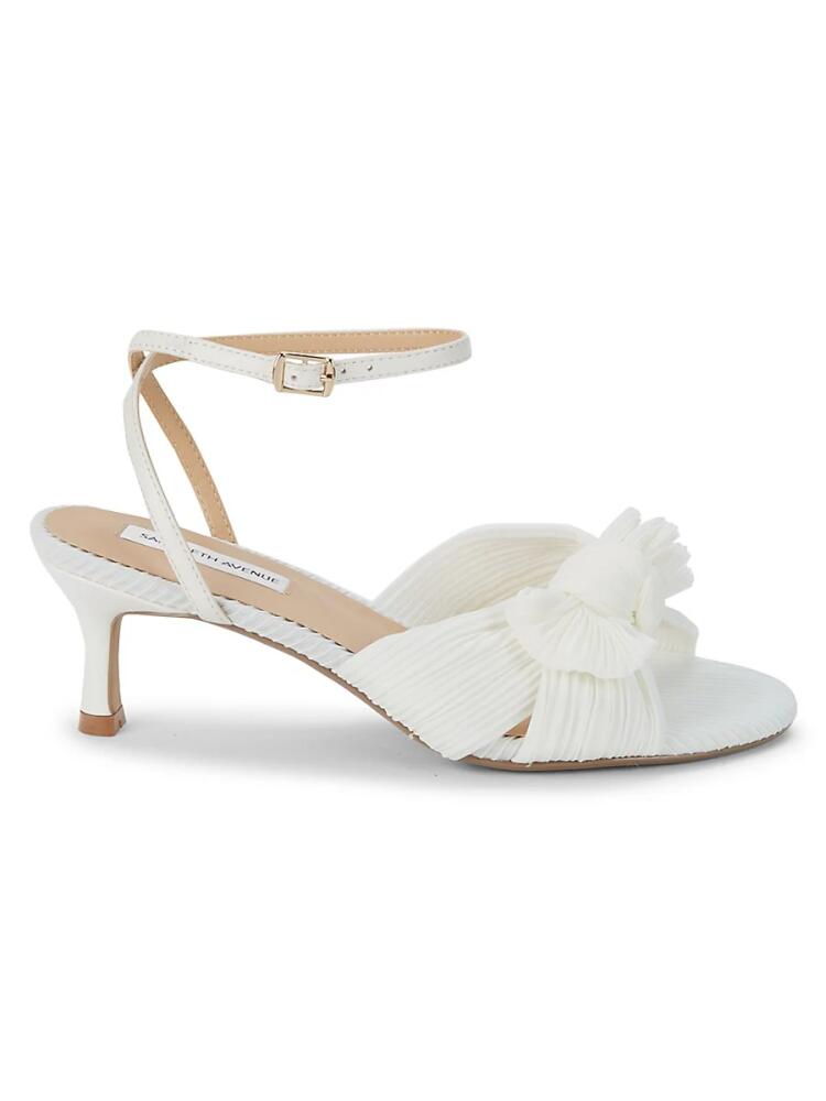 Saks Fifth Avenue Women's Sammy Pleated Kitten Heel Sandals - White Cover