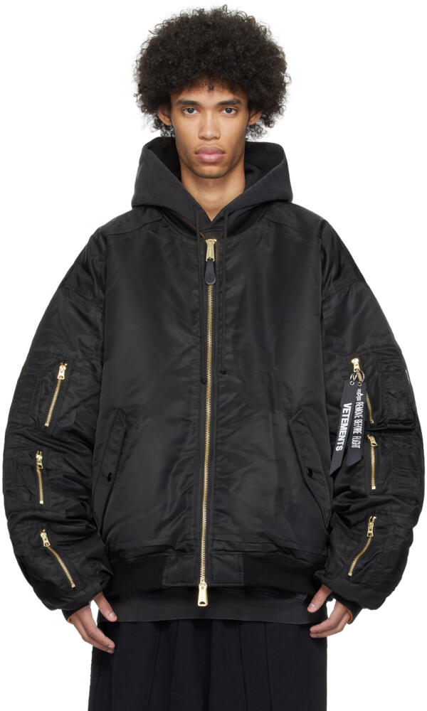 VETEMENTS Black & Orange Alpha Industries Edition Reversible Bomber Jacket Cover