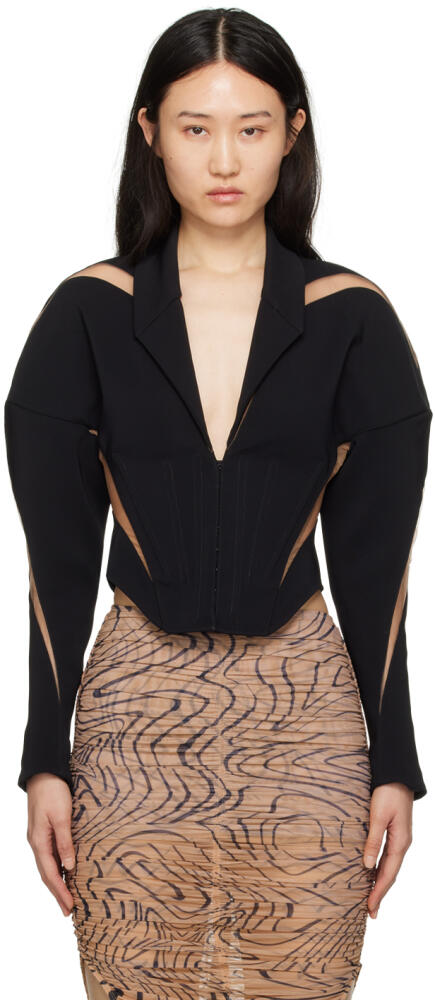 Mugler Black Spiral Illusion Blazer Cover