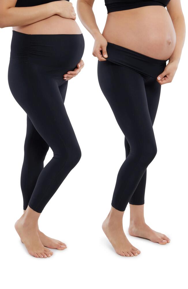 Ingrid & Isabel Set of 2 Fold Down Waist Maternity Leggings in Black /Black Cover