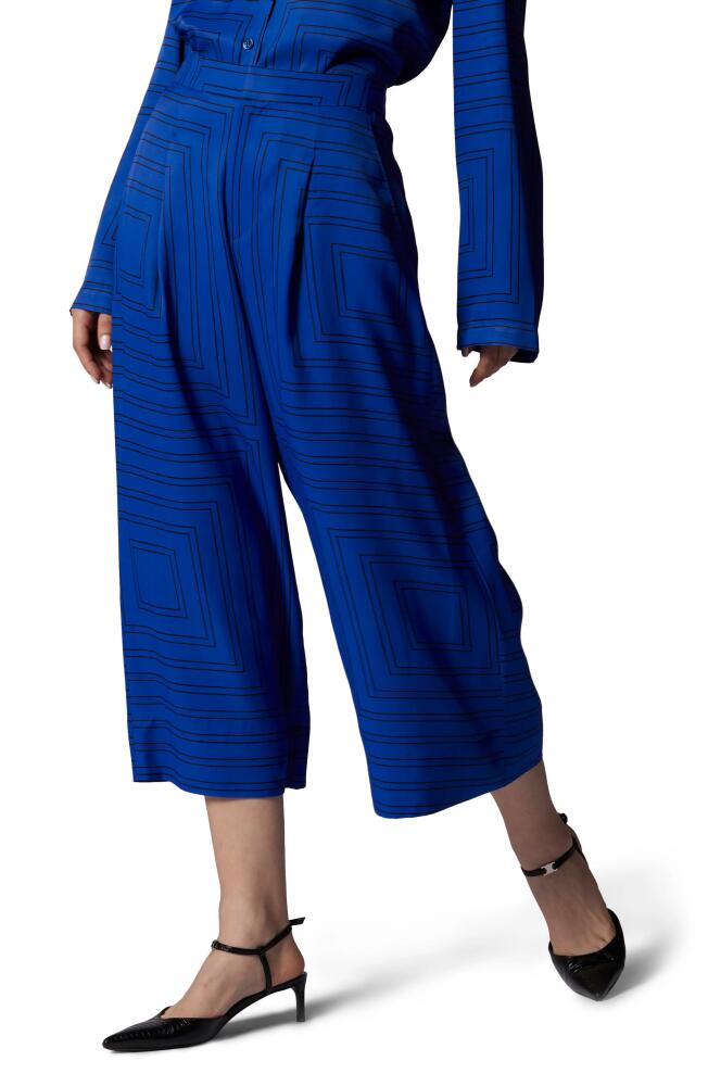 Equipment Thoras Crop Wide Leg Trousers in Surrealist Blue And True Black Cover