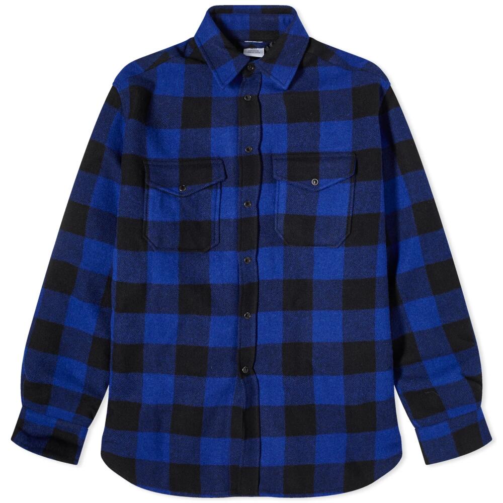 VETEMENTS Men's Flannel Shirt Jacket in Blue/Black Cover